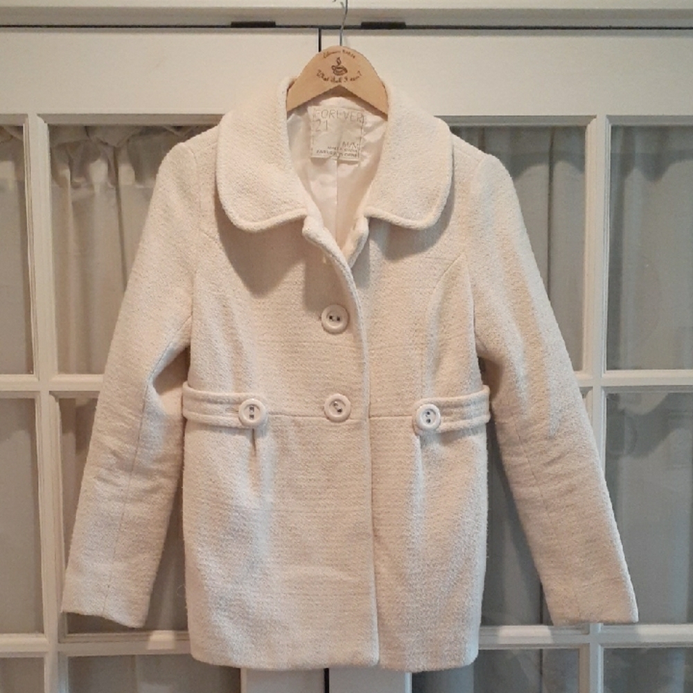 Forever 21 Cream Textured Coat